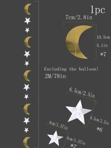 1pc Moon & Star Hanging Paper Garland, Paper Pull Flag For Party Decor - Multicolor - View 3
