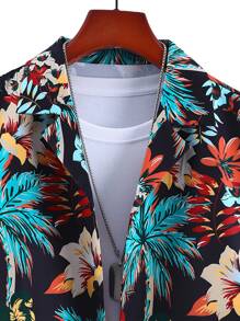 Manfinity Men Floral And Palm Tree Print Shirt Without Tee - Multicolor - View 3