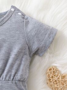 Baby Bow Front Round Neck Jumpsuit - Grey - View 5