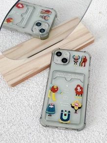 Funda para móvil con estampado de dibujos animados transparente con ranura de tarjeta - Multicolor - Ver 2