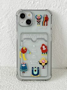 Funda para móvil con estampado de dibujos animados transparente con ranura de tarjeta - Multicolor - Ver 5