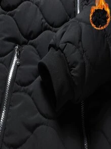 Manfinity Áo khoác Nam mùa đông Dây kéo màu trơn Giải trí - màu đen - Xem 3