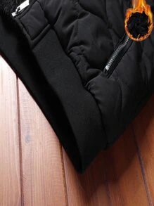Manfinity Áo khoác Nam mùa đông Dây kéo màu trơn Giải trí - màu đen - Xem 4