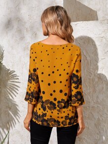 EMERY ROSE Top con estampado floral de lunares - Amarillo - Ver 2