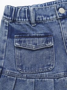 Sparklyn 適合青少年女孩的帶蓋口袋褶邊牛仔裙