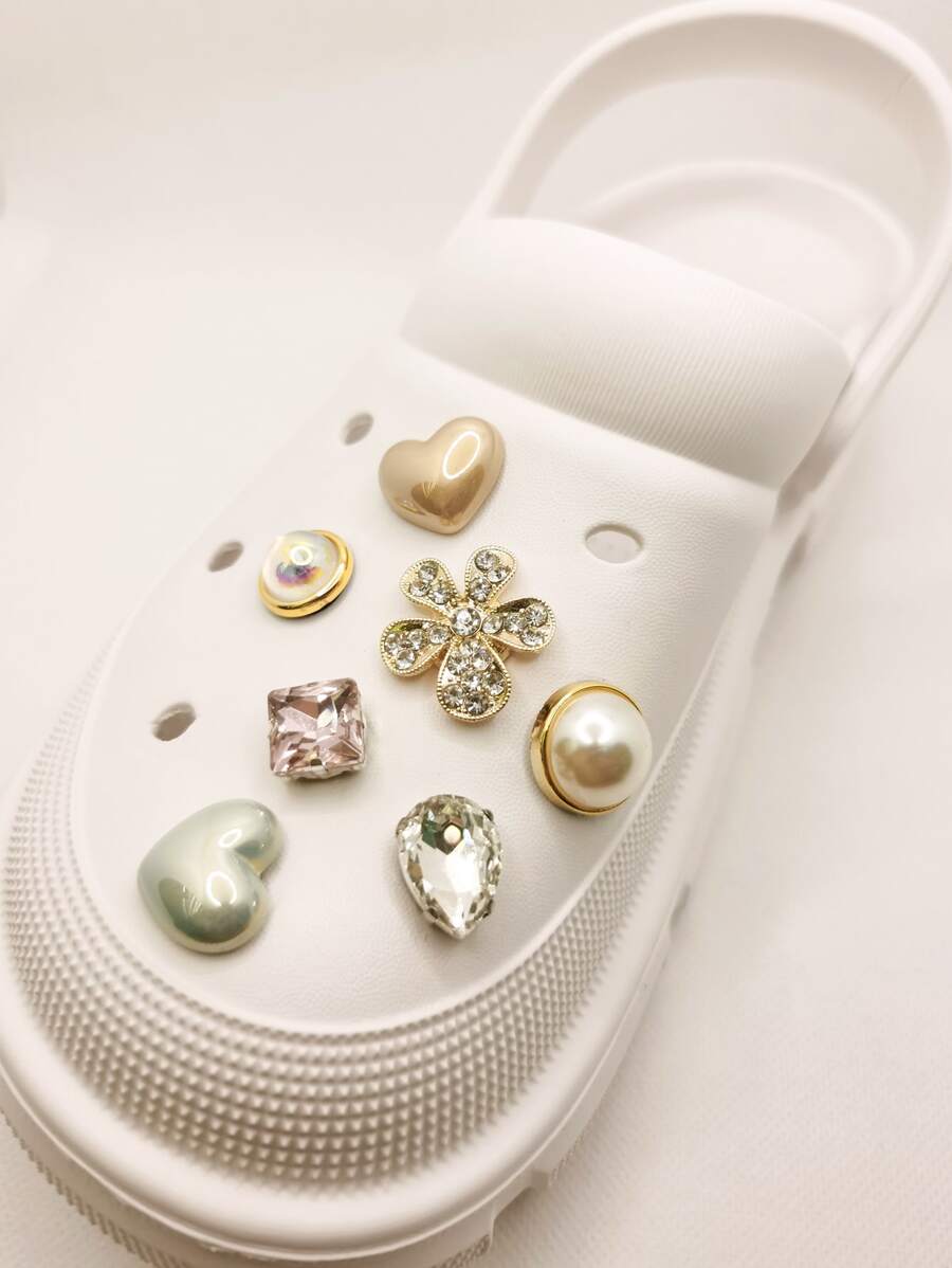 7 piezas con diamante de imitación & con perlas artificiales zapato aleación de zinc moda Accesorios para Zuecos Chanclas - Multicolor - Ver 1