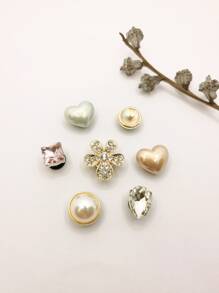 7 piezas con diamante de imitación & con perlas artificiales zapato aleación de zinc moda Accesorios para Zuecos Chanclas - Multicolor - Ver 2