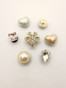 7 piezas con diamante de imitación & con perlas artificiales zapato aleación de zinc moda Accesorios para Zuecos Chanclas - Multicolor - Ver 3