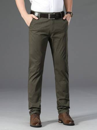 Men's Casual Regular Fit Solid Color Tapered Suit Pants