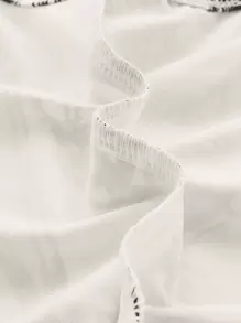 SHEIN MOD Áo hai dây Bất đối xứng Xù nhỏ Thực vật Giải trí - Đen và trắng - Xem 4