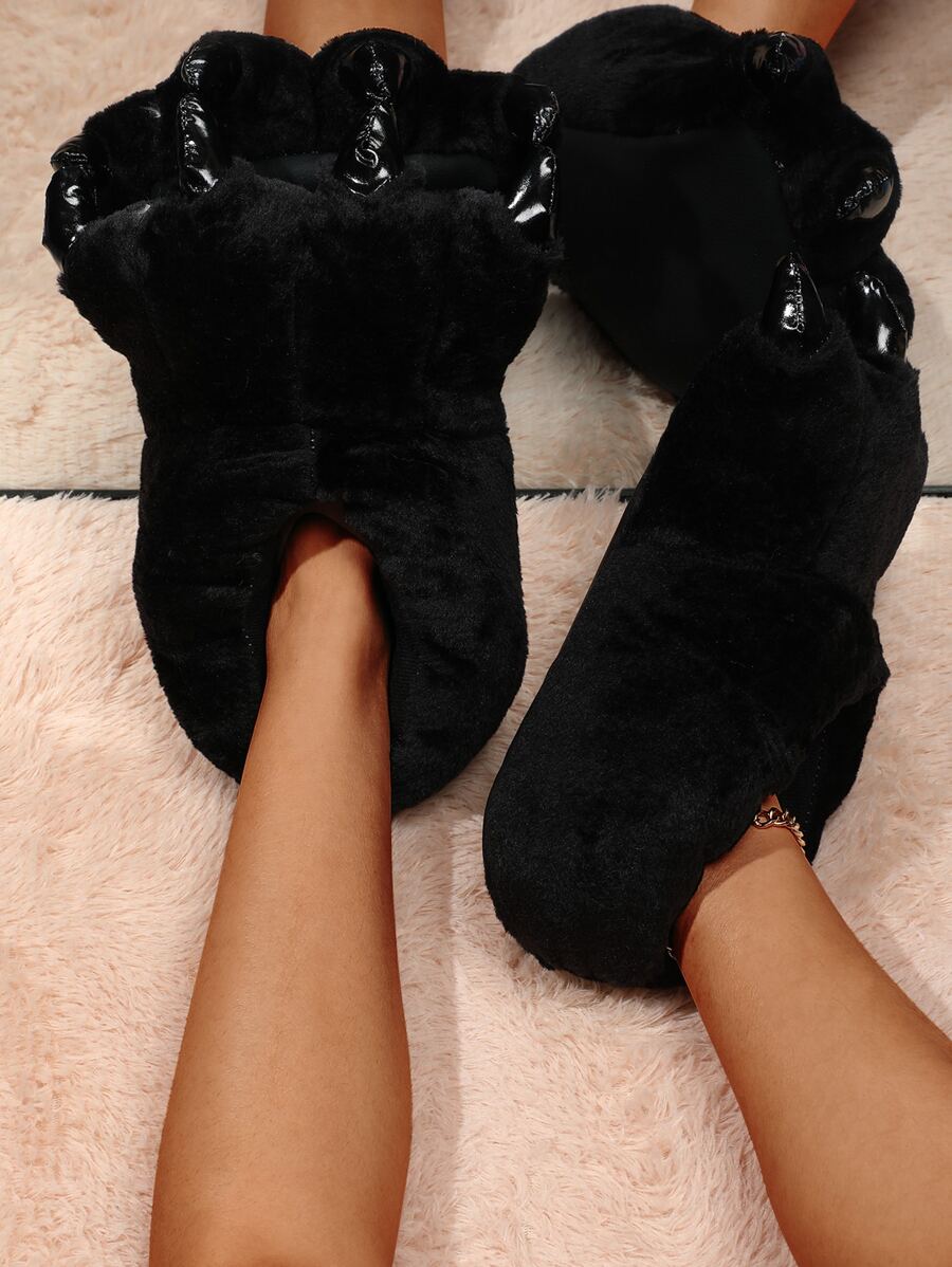 Spring Women's Home Slippers, Cute Animal-Themed Fun Paw Indoor/Outdoor Warm Slippers With Non-Slip Soles, Couple's Gift - Black - View 1