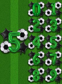 5 bóng bóng đá & bóng hình số, bóng trang trí hình ngôi sao PE hiện đại & số cho bữa tiệc - Nhiều màu - Xem 1