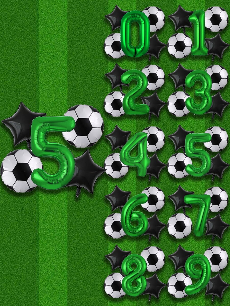 5 bóng bóng đá & bóng hình số, bóng trang trí hình ngôi sao PE hiện đại & số cho bữa tiệc - Nhiều màu - Xem 1
