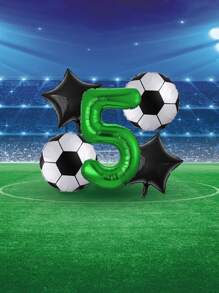 5 bóng bóng đá & bóng hình số, bóng trang trí hình ngôi sao PE hiện đại & số cho bữa tiệc - Nhiều màu - Xem 2