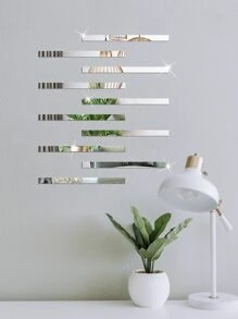 Self-Adhesive Acrylic Removable Rectangular Mirror Wall Sticker, DIY Decorative Decal, Available In Gold, Silver, Black, 10ces Per Pack, Wall Decoration, Creative Home/Office/Bedroom Wall Art Sticker, No Trace, Easy To Clean - Silver - View 1
