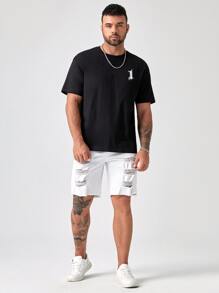 GENTILAND Hombres Shorts mezclilla bermuda desgarro