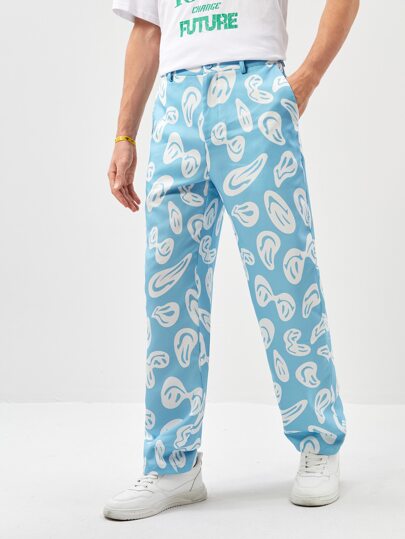 SHEIN Men Expression Print Straight Leg Pants