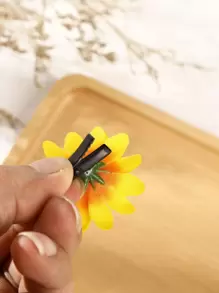 6 件向日葵形发夹适合海滩度假波西米亚风发夹、发饰、发夹爪夹、度假装女士 - 黃色 - 查看 4