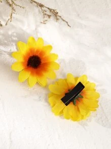 6 件向日葵形发夹适合海滩度假波西米亚风发夹、发饰、发夹爪夹、度假装女士 - 黃色 - 查看 6