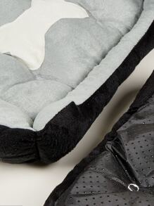 1pc Bone Print Pet Bed - Multicolor - View 5