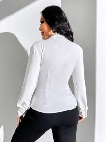 Twist Front Cut Out Shirt - White - View 3