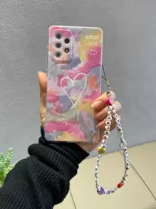 Ốp điện thoại in hình trái tim kèm dây đeo, tương thích với iPhone 15/15Pro/15Plus/15Promax, phiên bản quốc tế, không phải phiên bản nội địa. - Nhiều màu - Xem 1