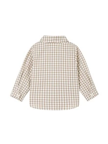 小男童1入組標語和格紋印花襯衫