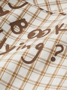 小男童1入組標語和格紋印花襯衫