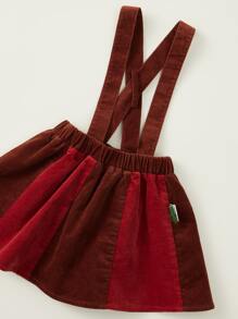 Toddler Girls 1pc Two Tone Label Detail Pinafore Skirt