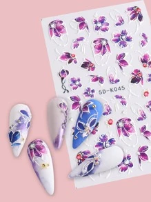 2張花朵圖案美甲貼紙 - 彩色 - 查看 2