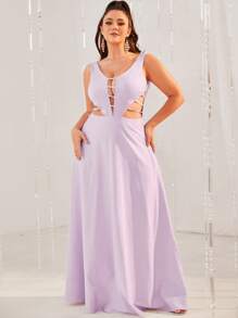 YISIKADO Vestido de vestir con abertura - Lila Púrpura - Ver 1