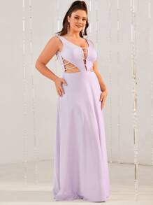 YISIKADO Vestido de vestir con abertura - Lila Púrpura - Ver 3