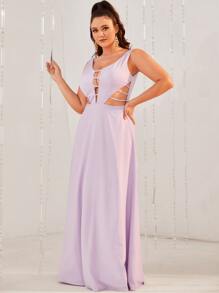 YISIKADO Vestido de vestir con abertura - Lila Púrpura - Ver 4