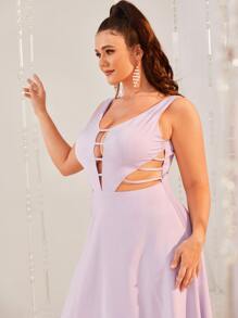 YISIKADO Vestido de vestir con abertura - Lila Púrpura - Ver 5