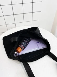 Bolsa de compras con estampado de letra - Negro - Ver 5