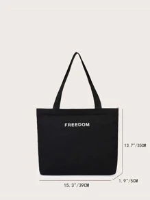 Bolsa de compras con estampado de letra - Negro - Ver 3