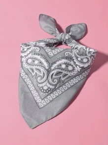 Paisley Print Bandana - Grey - View 2