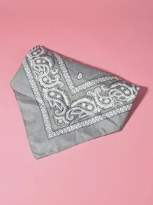 Paisley Print Bandana - Grey - View 3