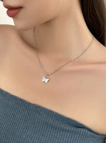 DAZY 蝴蝶墜飾項鍊 - 銀色 - 查看 3
