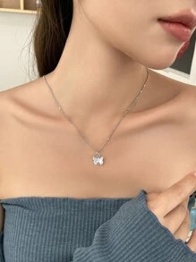 DAZY 蝴蝶墜飾項鍊 - 銀色 - 查看 5