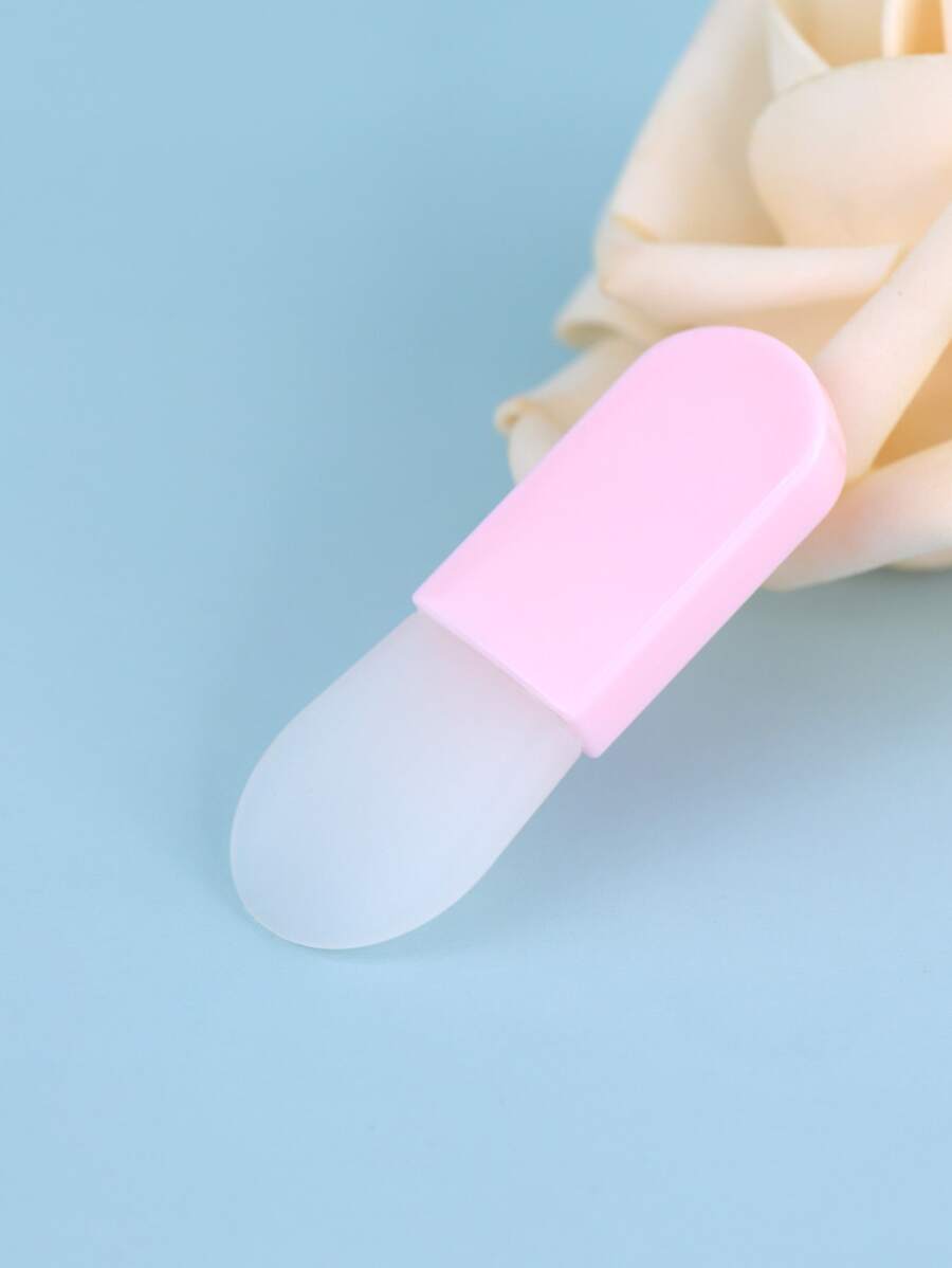 Cepillo de hoja de cara de silicona, 1 pieza Mini espátula de maquillaje Herramientas de belleza portátiles para barro facial, Hoja cosmética Arcilla facial, Hoja de ojos, Suero, Crema - Rosa - Ver 1