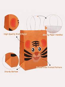 7 chiếc/14 chiếc Túi quà giấy Kraft chủ đề động vật dễ thương, Túi đựng quà dự tiệc - Nhiều màu - Xem 5