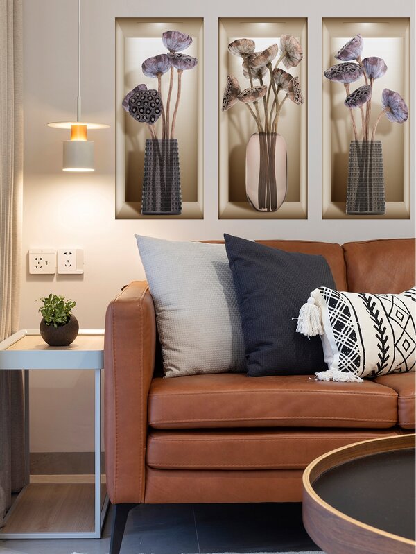 3 件花卉印花墙贴、海报、贴纸、墙壁艺术、春季装饰品让您的家焕然一新、拉玛装饰贴纸