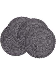 Tấm lót dệt tròn 1pc - Màu xám đen - Xem 3