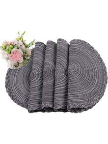 Tấm lót dệt tròn 1pc - Màu xám đen - Xem 4