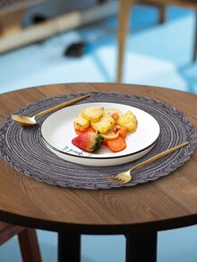 Tấm lót dệt tròn 1pc - Màu xám đen - Xem 2