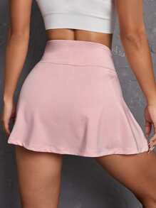 SHEIN Sports Breathable Softness Solid Sports Skort With Phone Pocket Tennis Skirt - Baby Pink - View 2