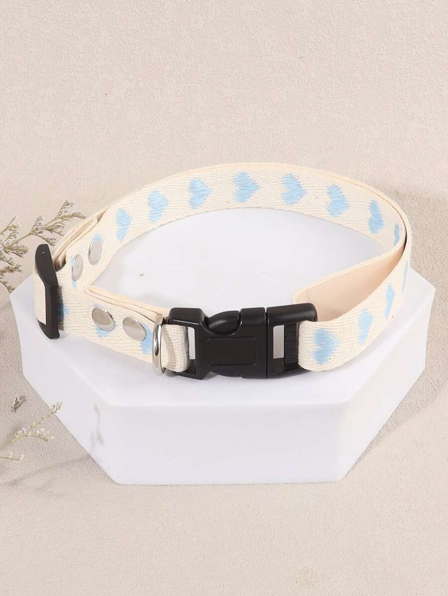 1pc Jacquard Soft Breathable Pet Collar With Heart Pattern, Suitable For Small Cats And Dogs (Not Suitable For Large Dogs) - Multicolor - View 1