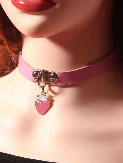 Cat & Strawberry Charm Choker