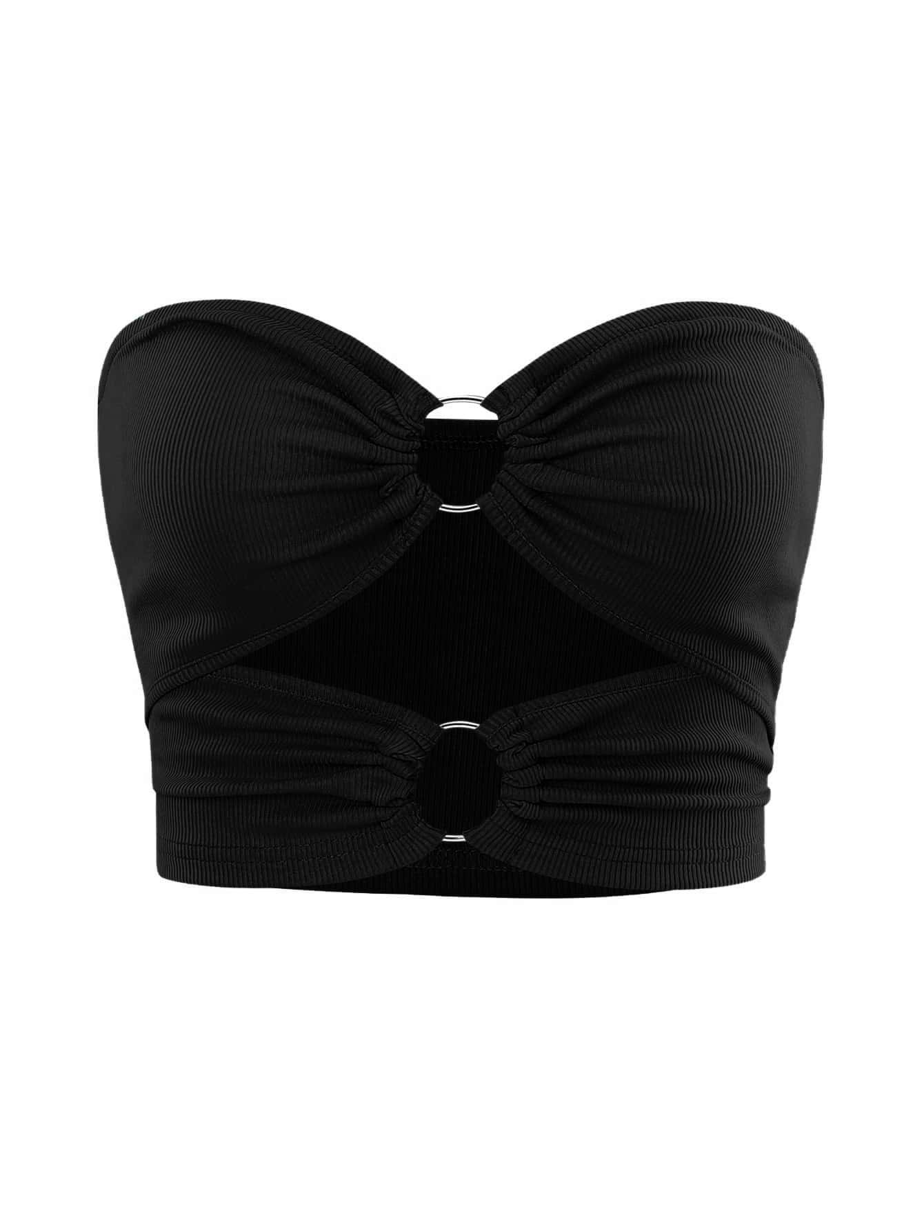 SHEIN Unity Top bandeau vinculado con aro O con abertura - Negro - Ver 1